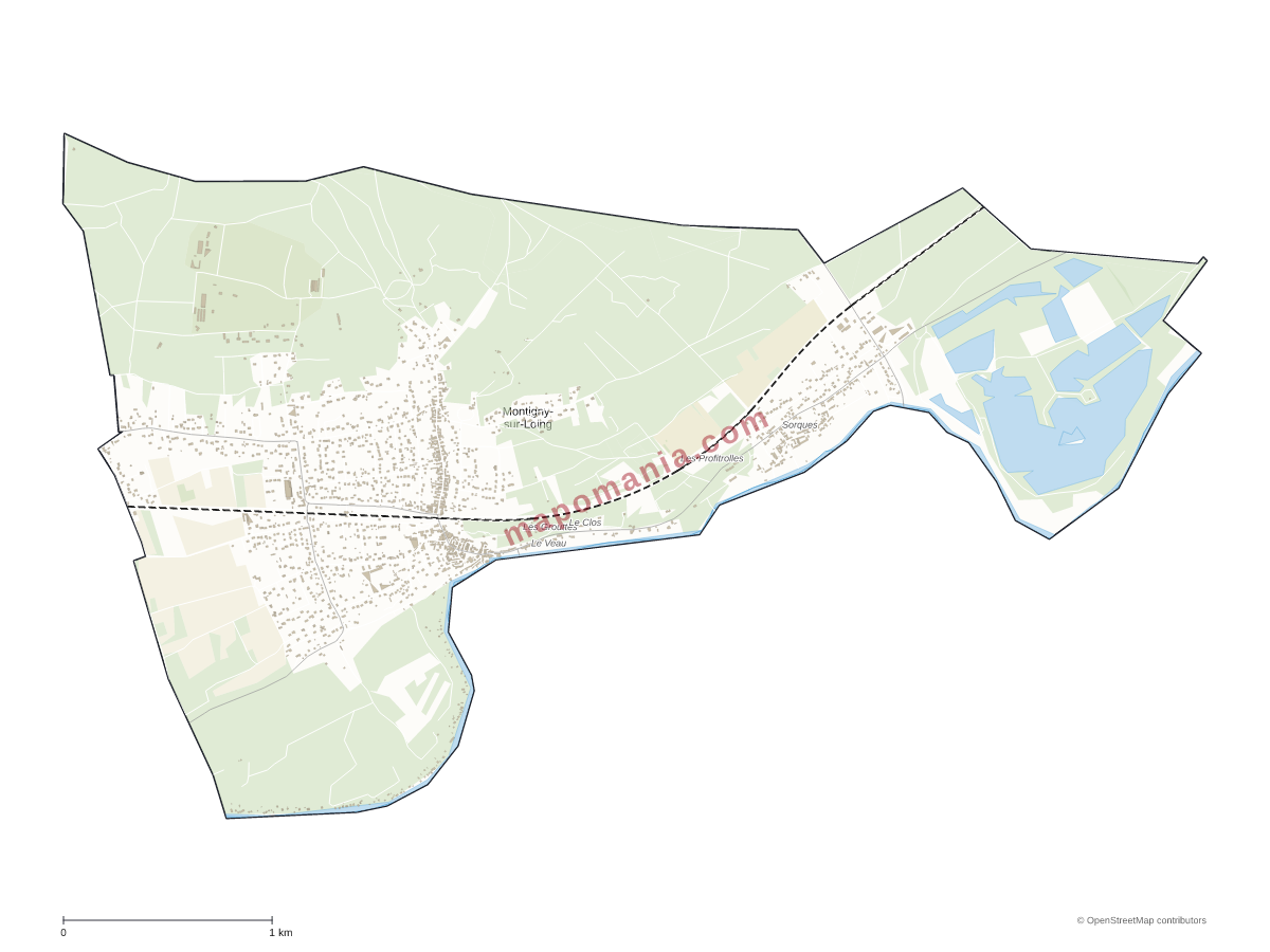 Carte de Montigny-sur-Loing à personnaliser