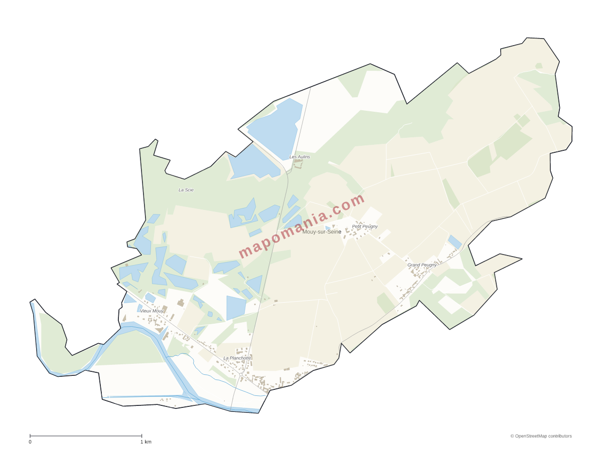 Carte de Mouy-sur-Seine à personnaliser