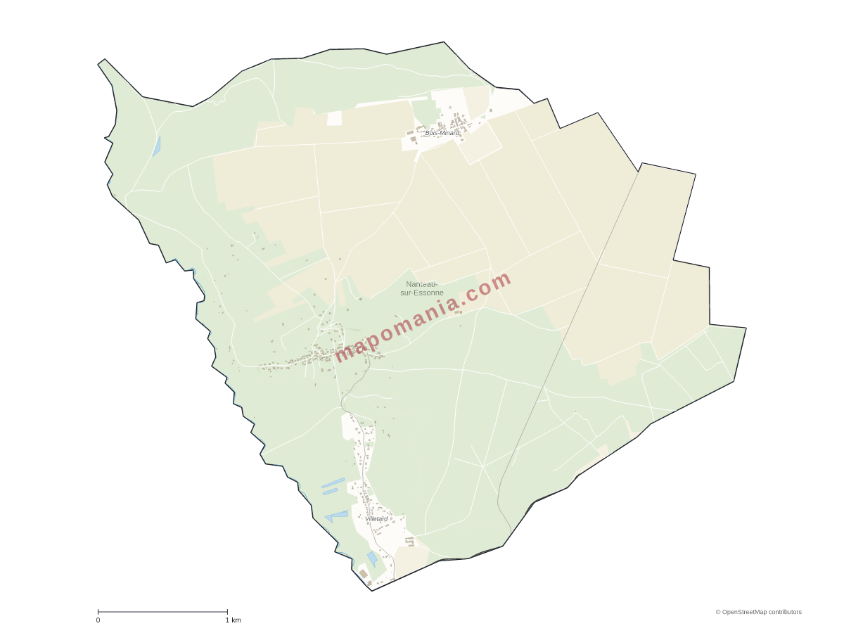 Carte de Nanteau-sur-Essonne à personnaliser