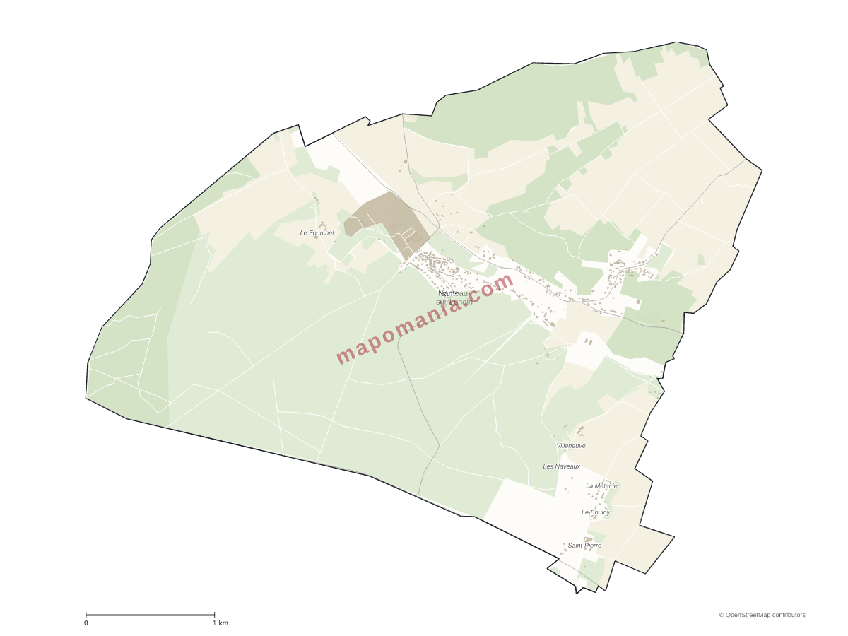 Carte de Nanteau-sur-Lunain à personnaliser