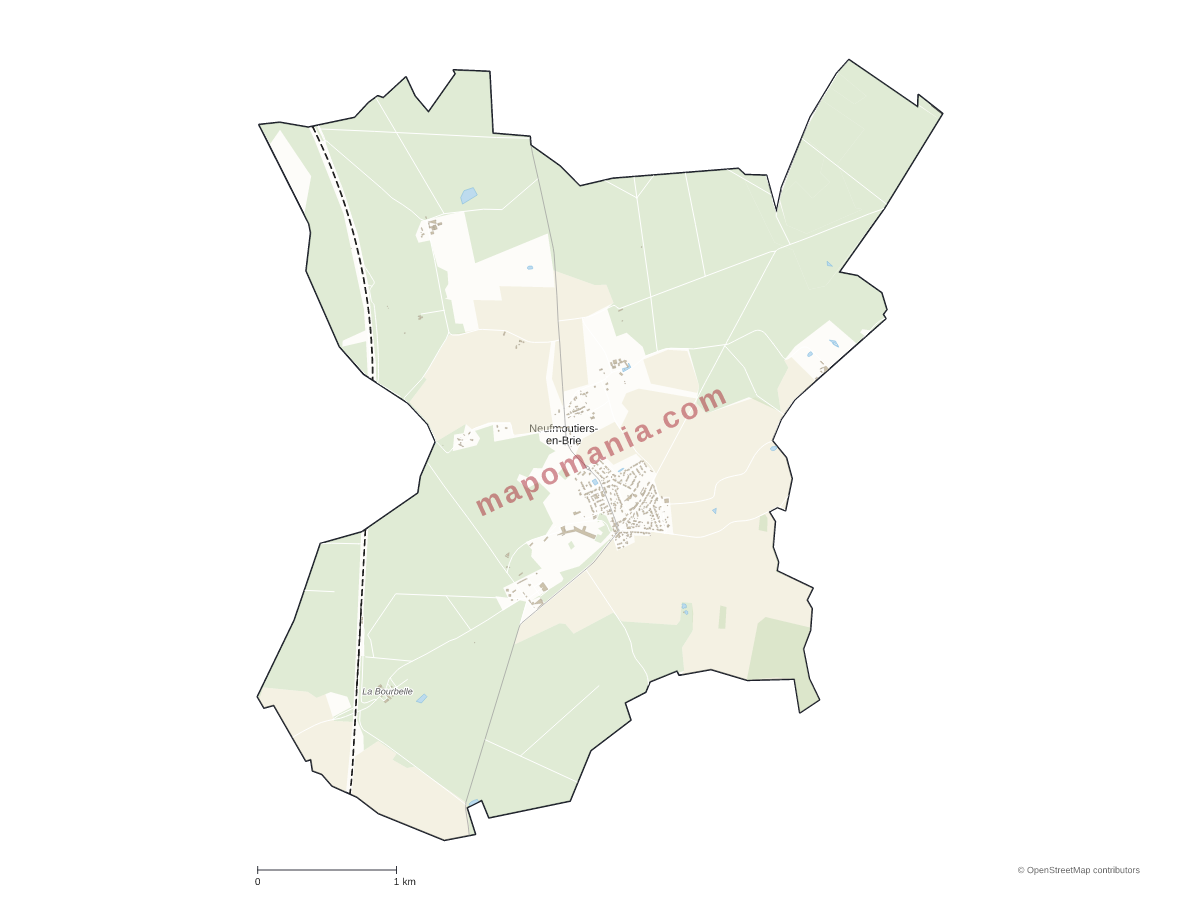 Carte de Neufmoutiers-en-Brie à personnaliser