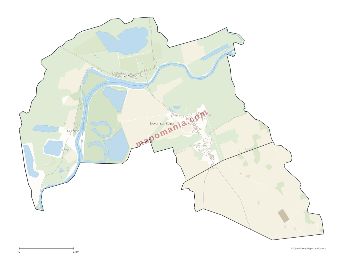 Carte de Noyen-sur-Seine à personnaliser