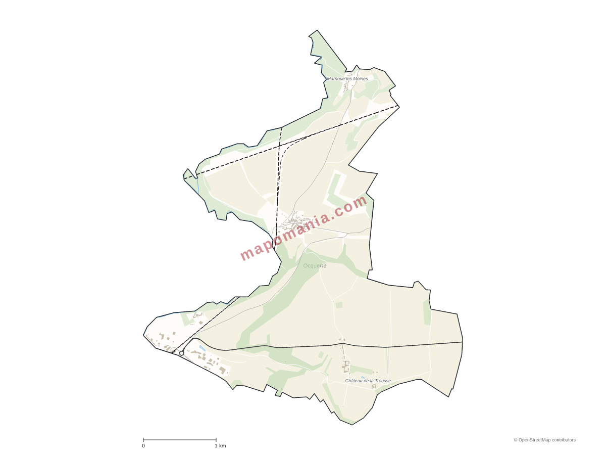 Carte de Ocquerre à personnaliser