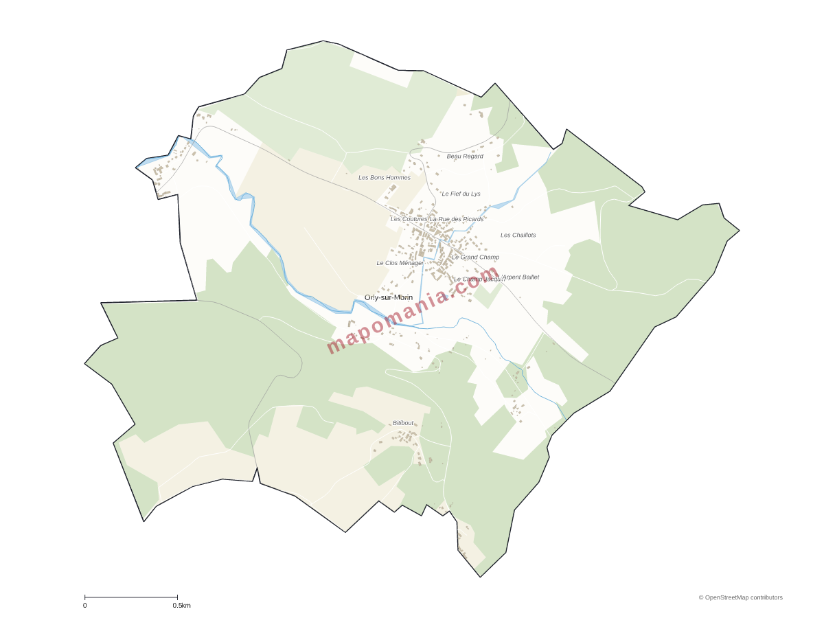 Carte de Orly-sur-Morin à personnaliser