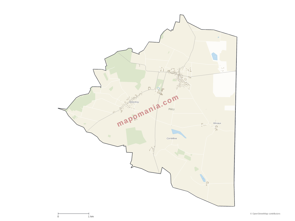 Carte de Pécy à personnaliser