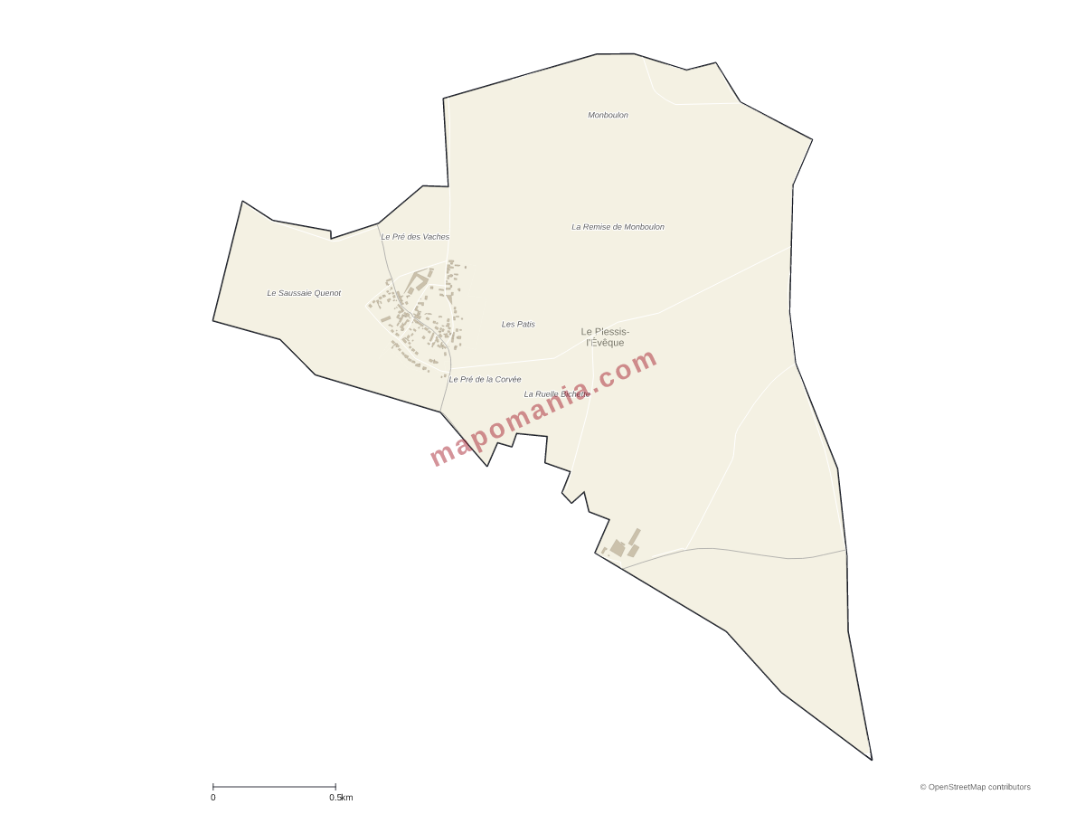 Carte de Le Plessis-l'Évêque à personnaliser