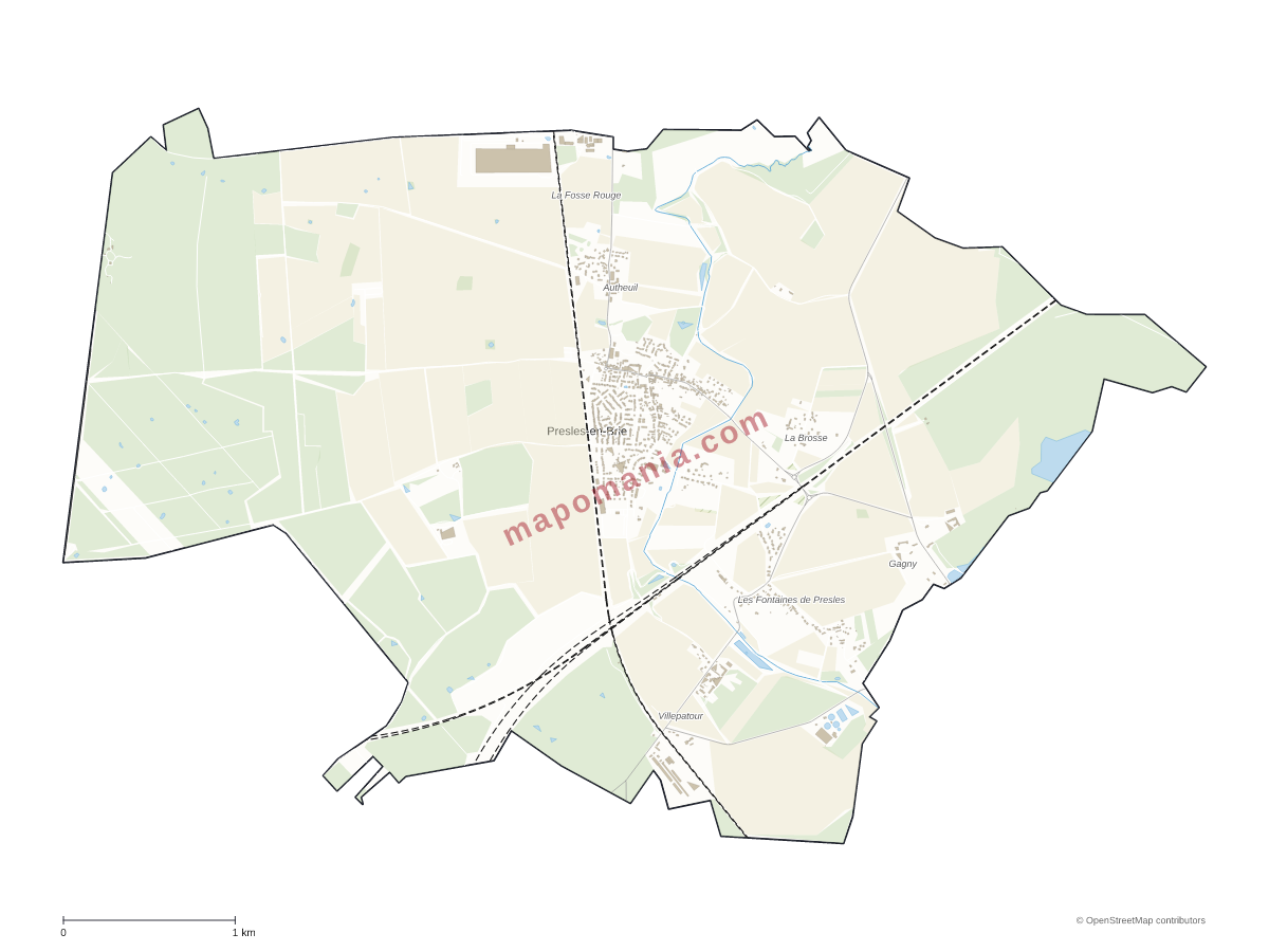 Carte de Presles-en-Brie à personnaliser