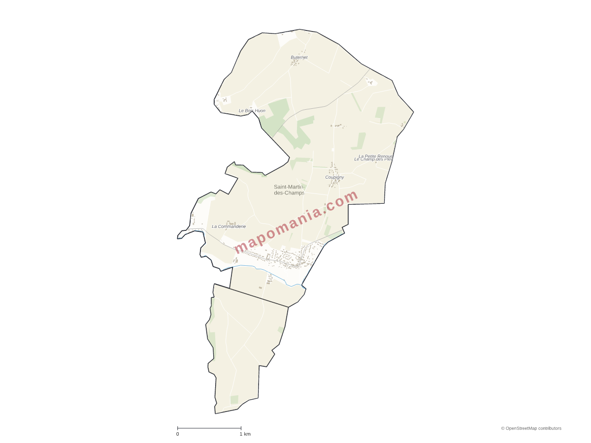Carte de Saint-Martin-des-Champs à personnaliser