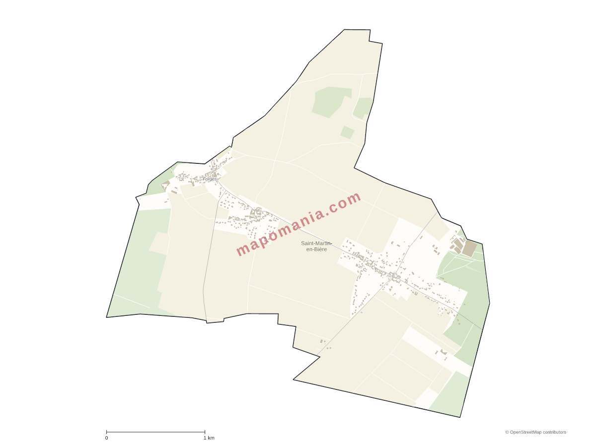 Carte de Saint-Martin-en-Bière à personnaliser