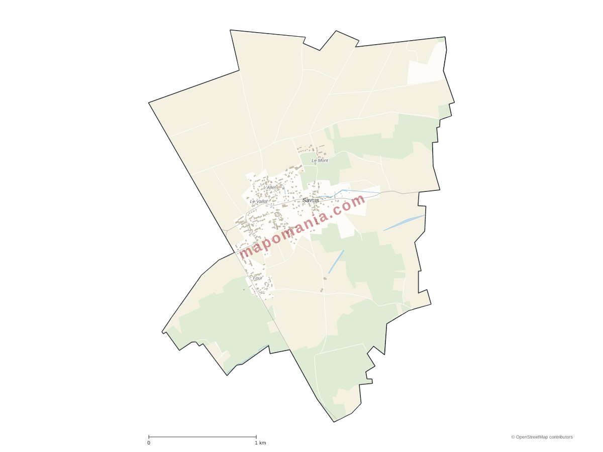 Carte de Savins à personnaliser