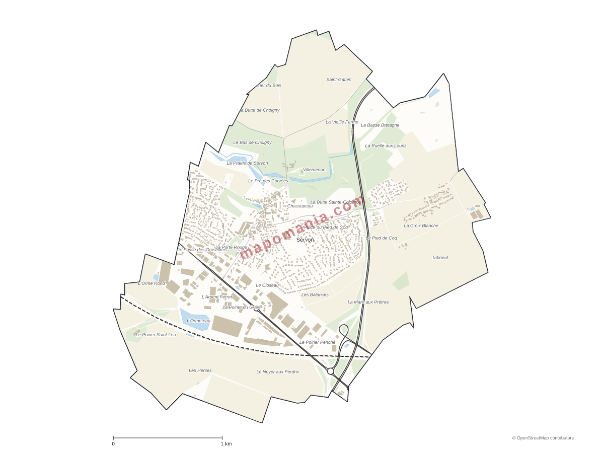 Carte de Servon à personnaliser