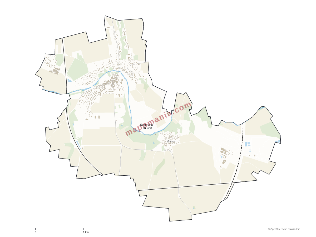 Carte de Soignolles-en-Brie à personnaliser