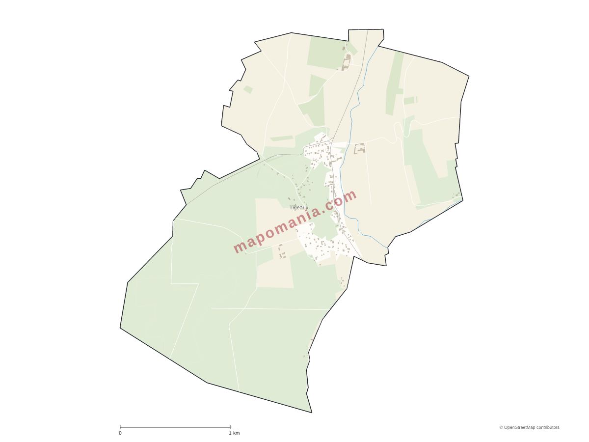 Carte de Tigeaux à personnaliser