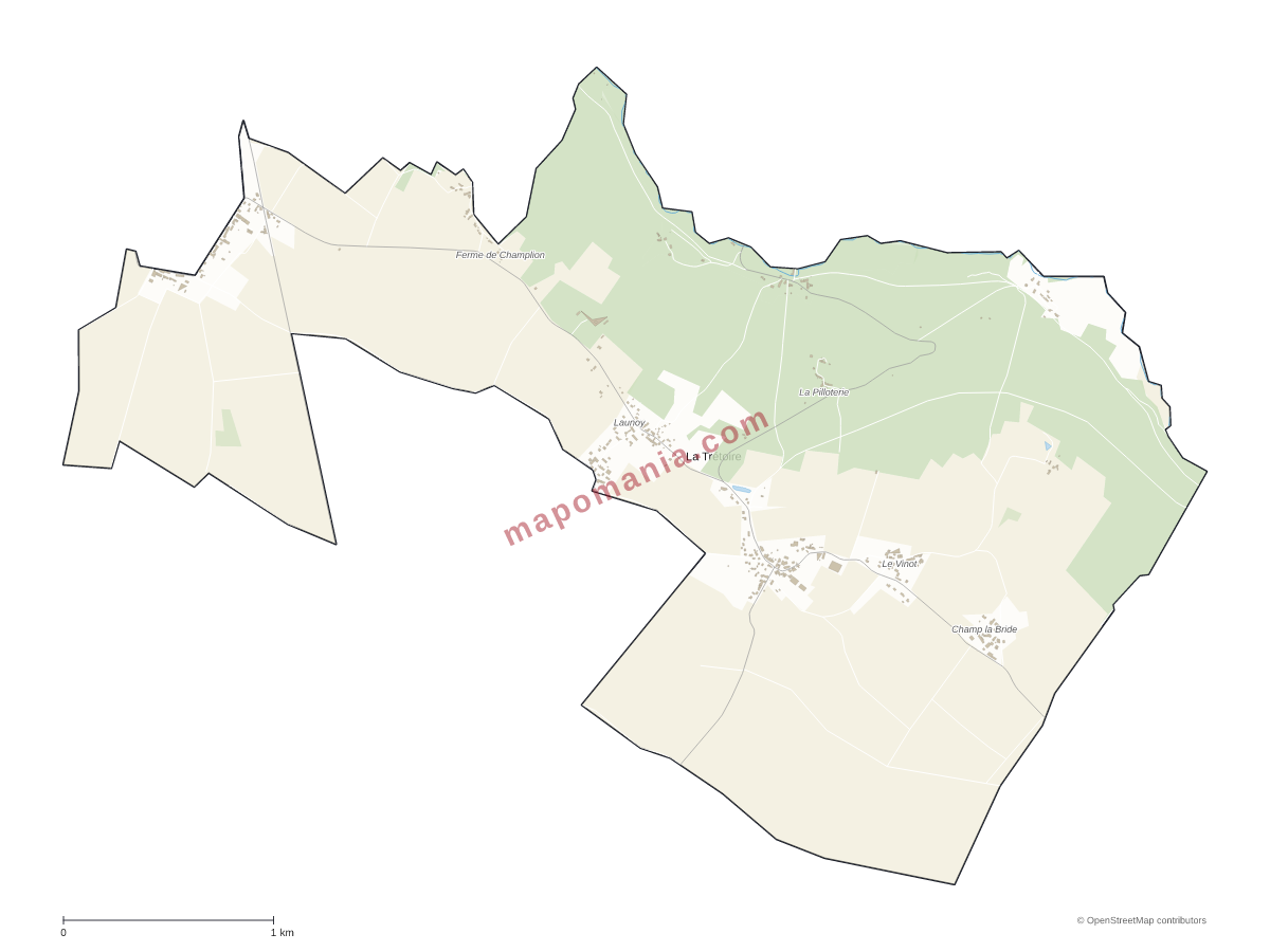 Carte de La Trétoire à personnaliser