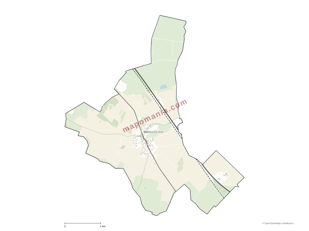 Carte de Valence-en-Brie à personnaliser