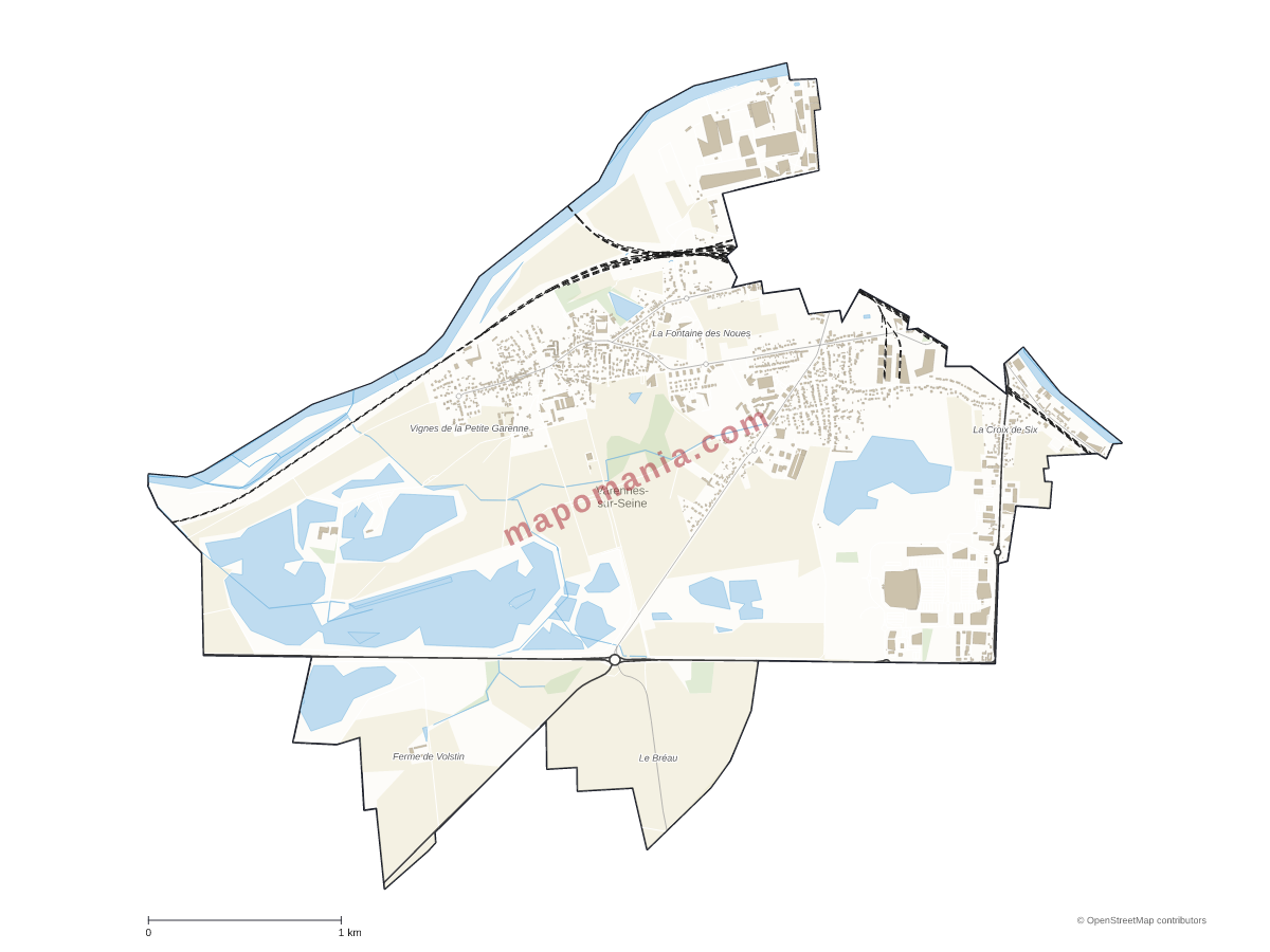 Carte de Varennes-sur-Seine à personnaliser