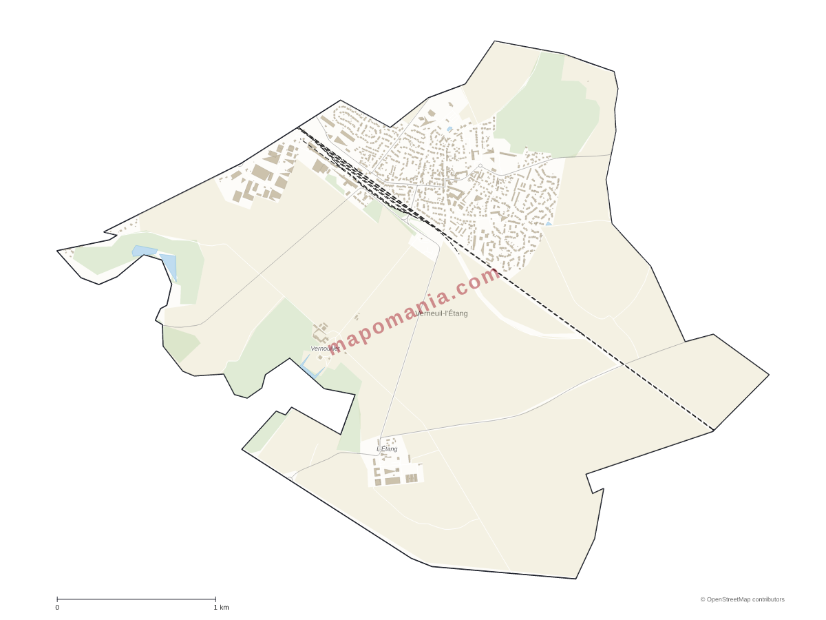 Carte de Verneuil-l'Étang à personnaliser