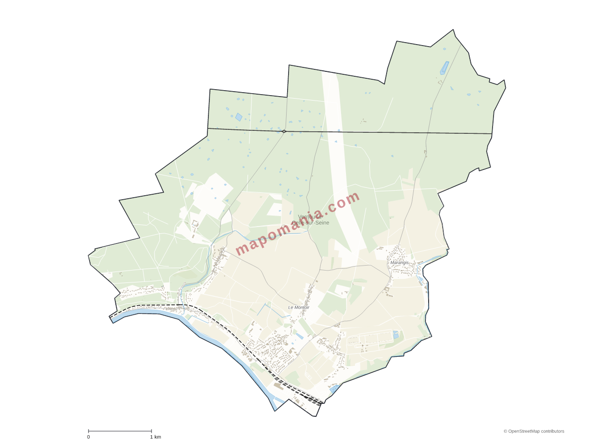 Carte de Vernou-la-Celle-sur-Seine à personnaliser