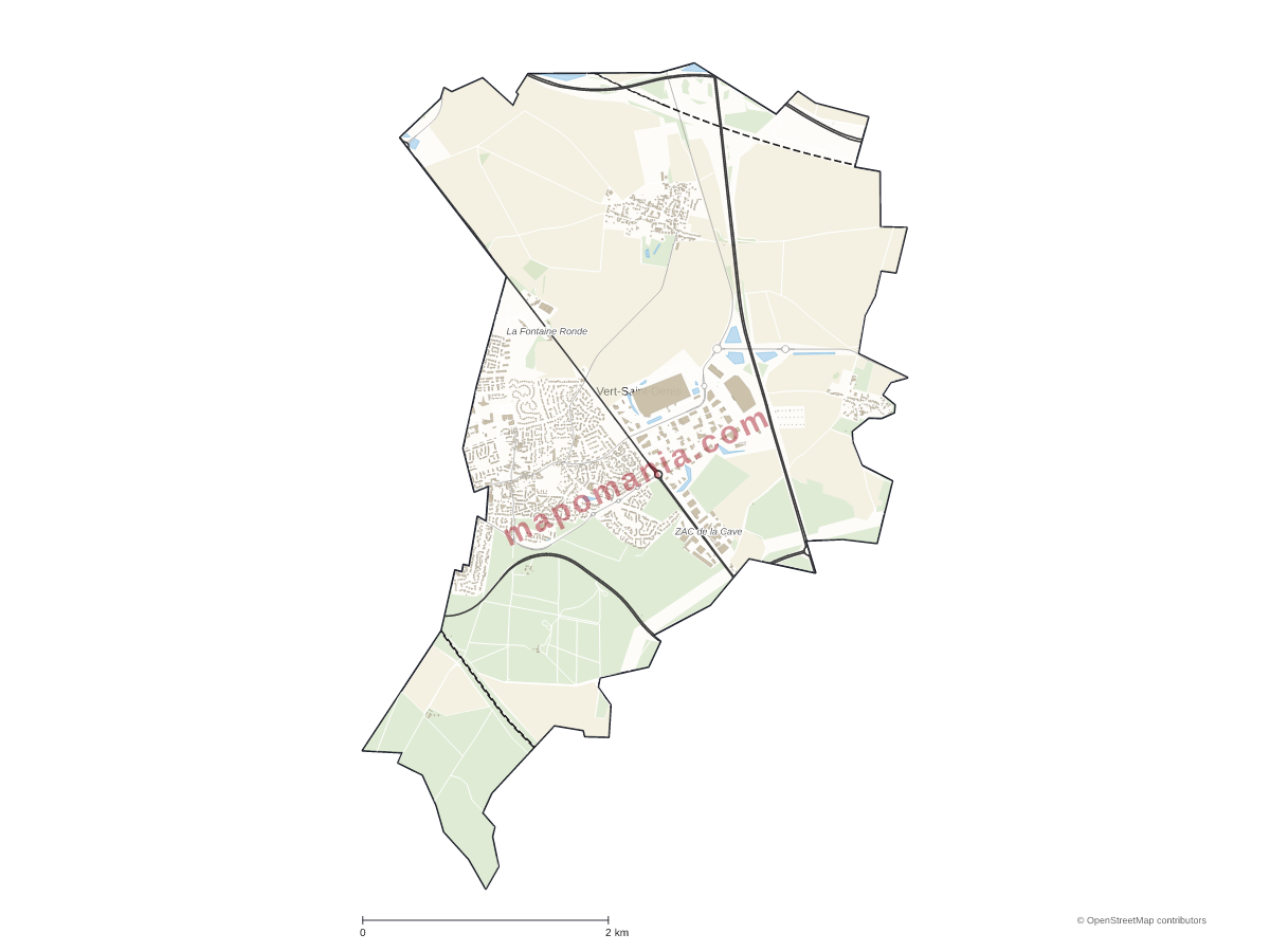 Carte de Vert-Saint-Denis à personnaliser