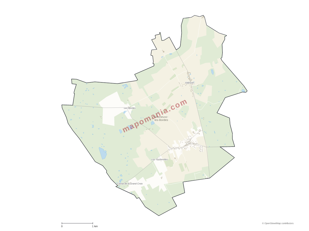 Carte de Villeneuve-les-Bordes à personnaliser