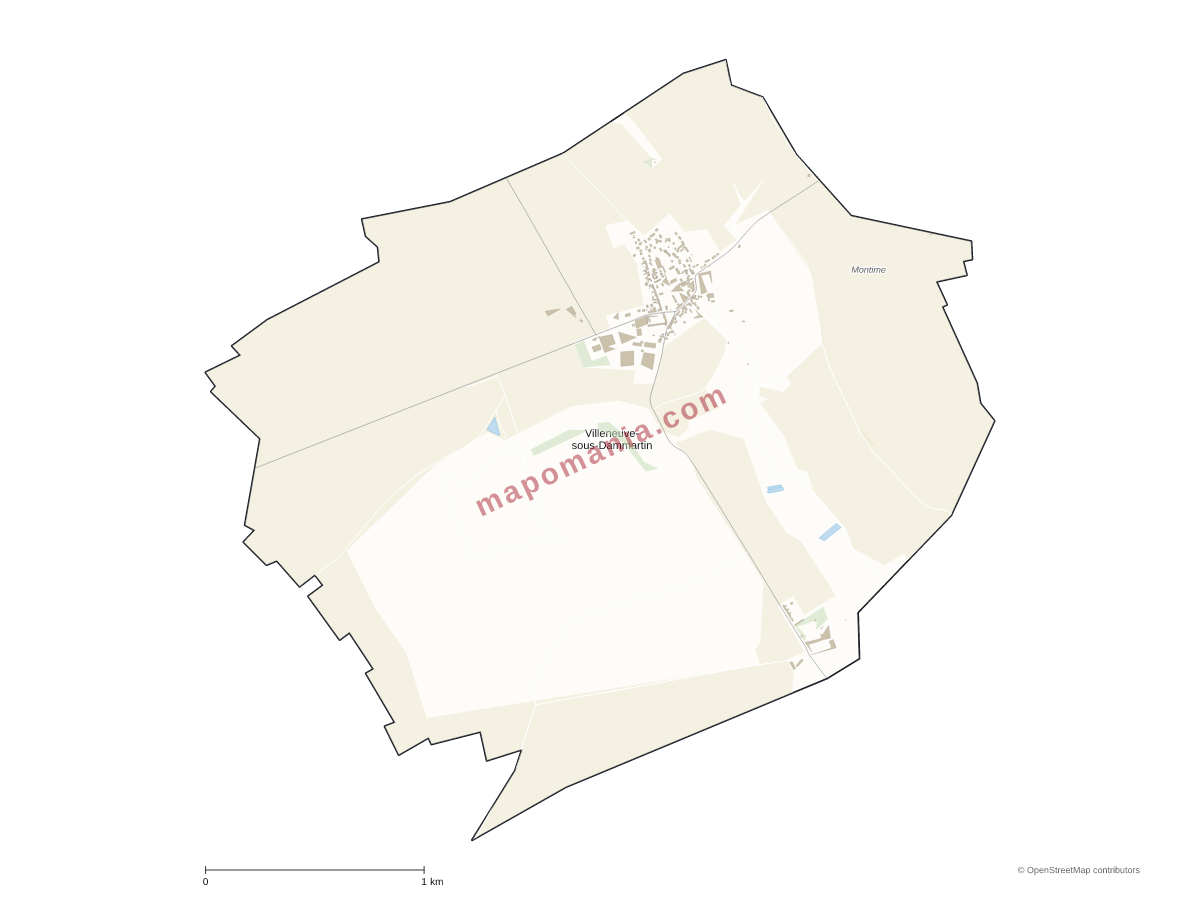Carte de Villeneuve-sous-Dammartin à personnaliser