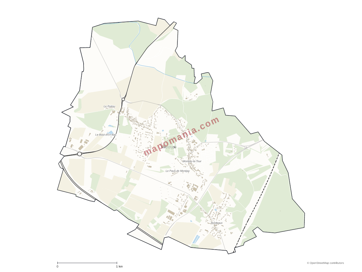 Carte de Villevaudé à personnaliser