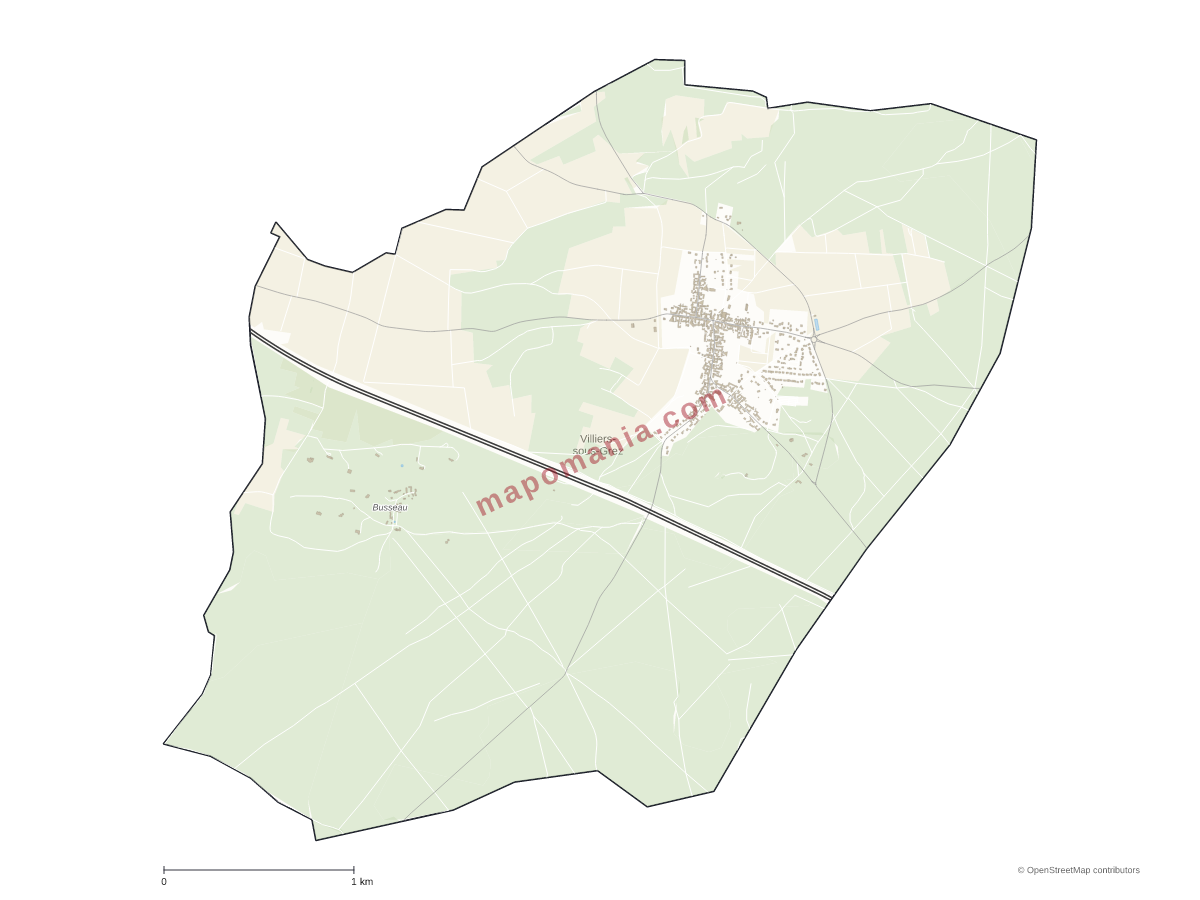 Carte de Villiers-sous-Grez à personnaliser
