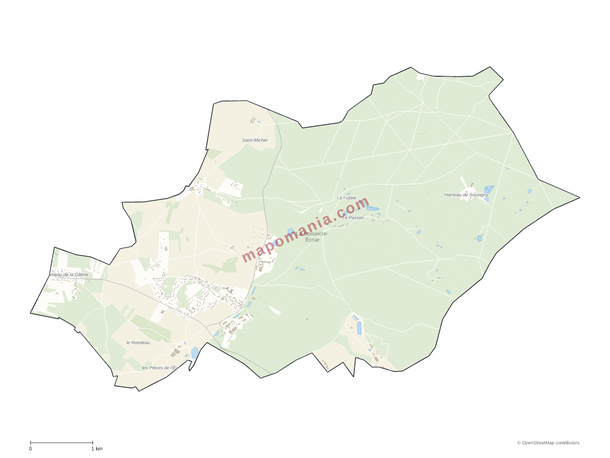 Carte de La Boissière-École à personnaliser