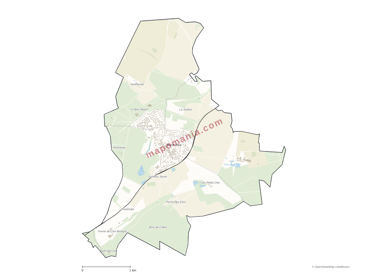 Carte de Bonnelles à personnaliser