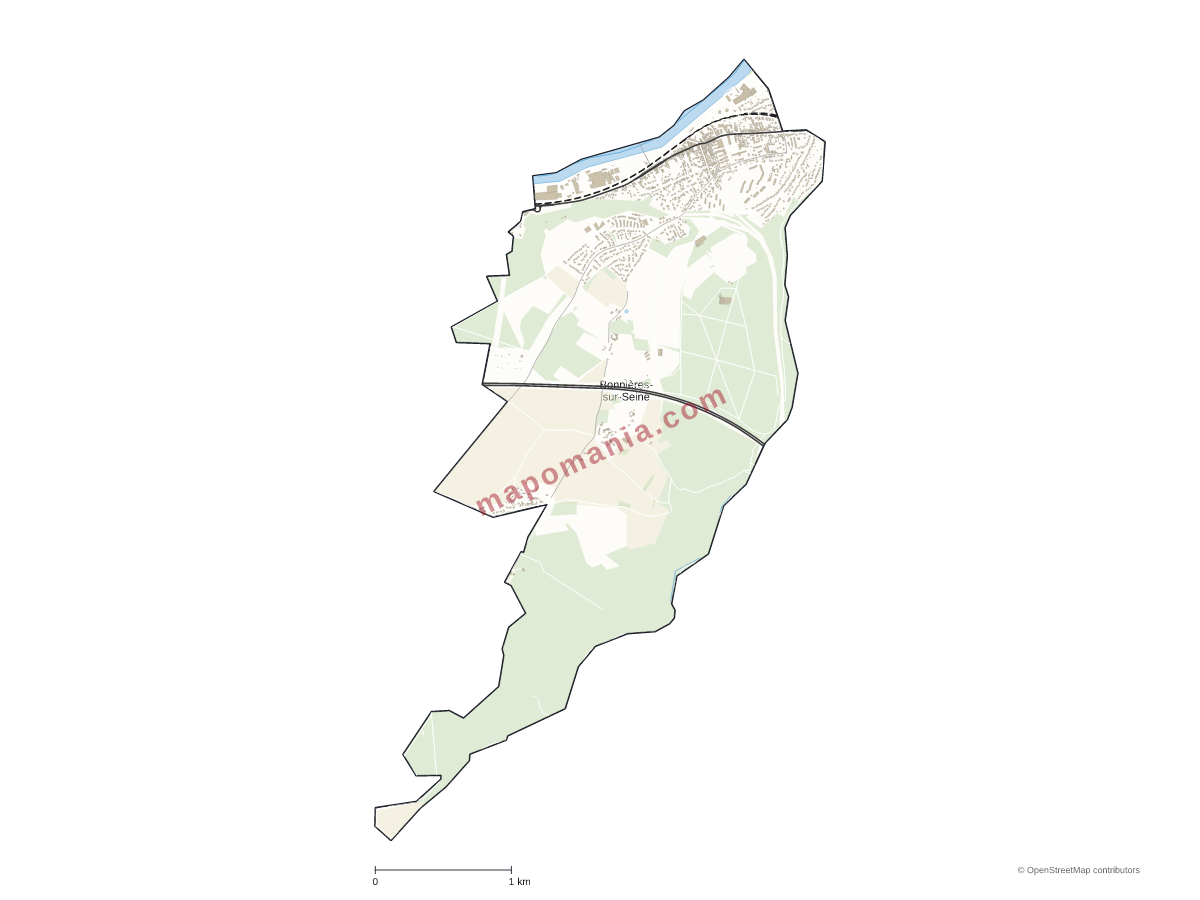 Carte de Bonnières-sur-Seine à personnaliser