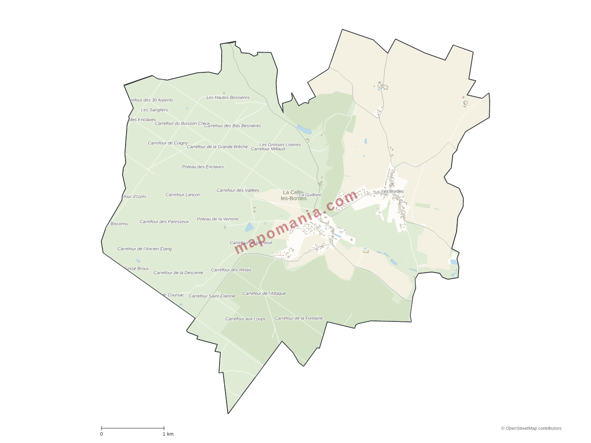 Carte de La Celle-les-Bordes à personnaliser