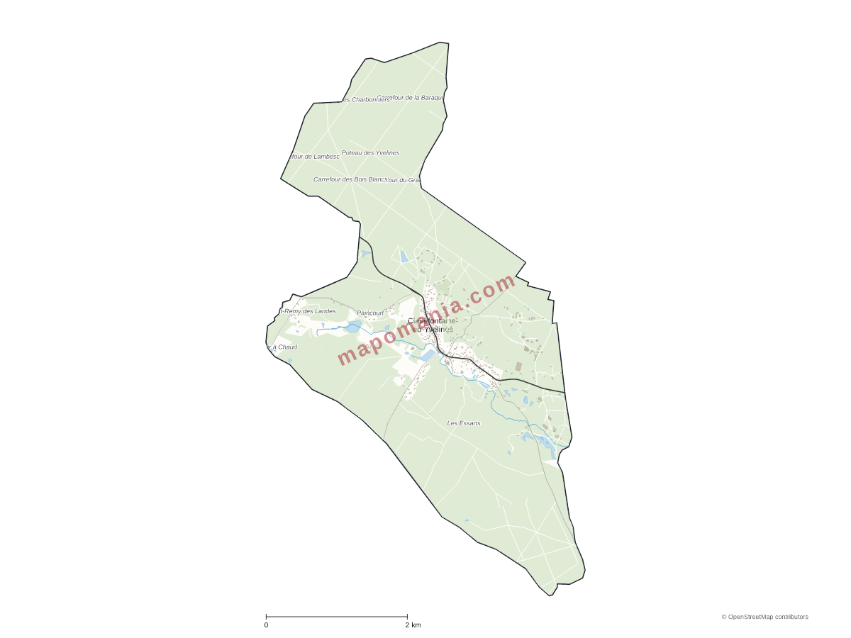 Carte de Clairefontaine-en-Yvelines à personnaliser
