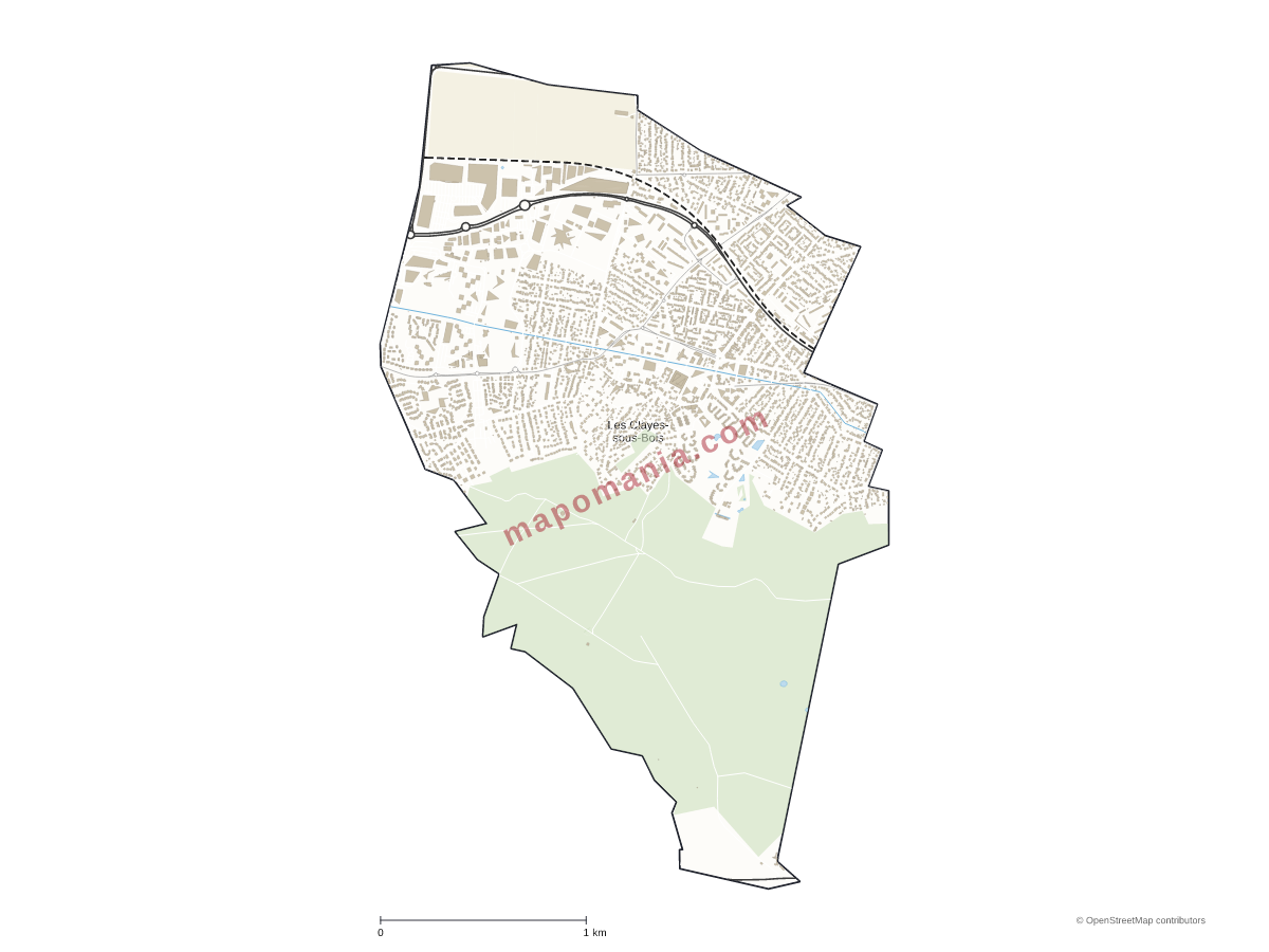 Carte de Les Clayes-sous-Bois à personnaliser