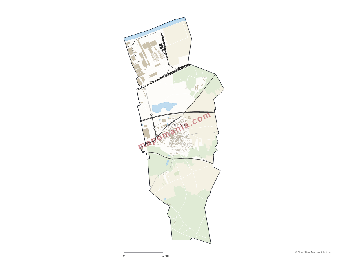 Carte de Flins-sur-Seine à personnaliser