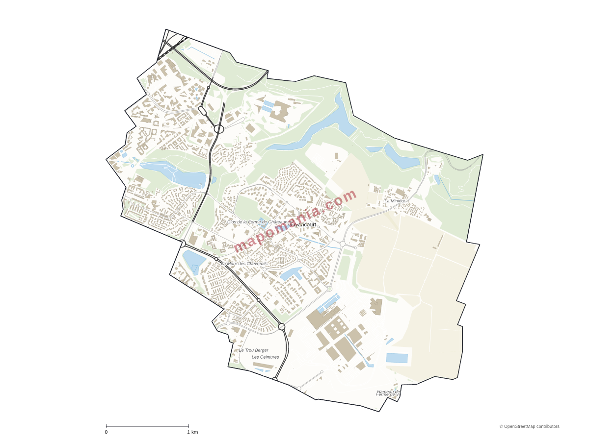 Carte de Guyancourt à personnaliser