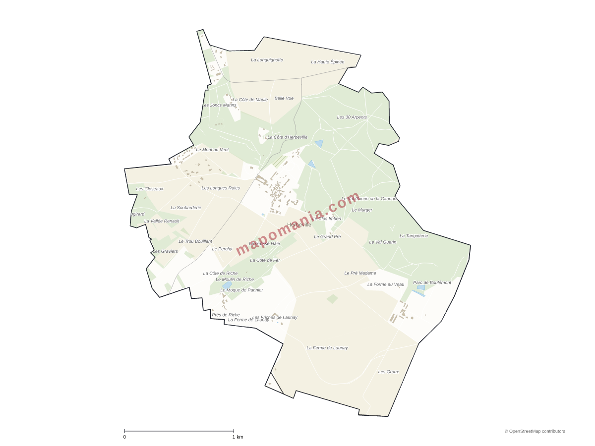 Carte de Herbeville à personnaliser
