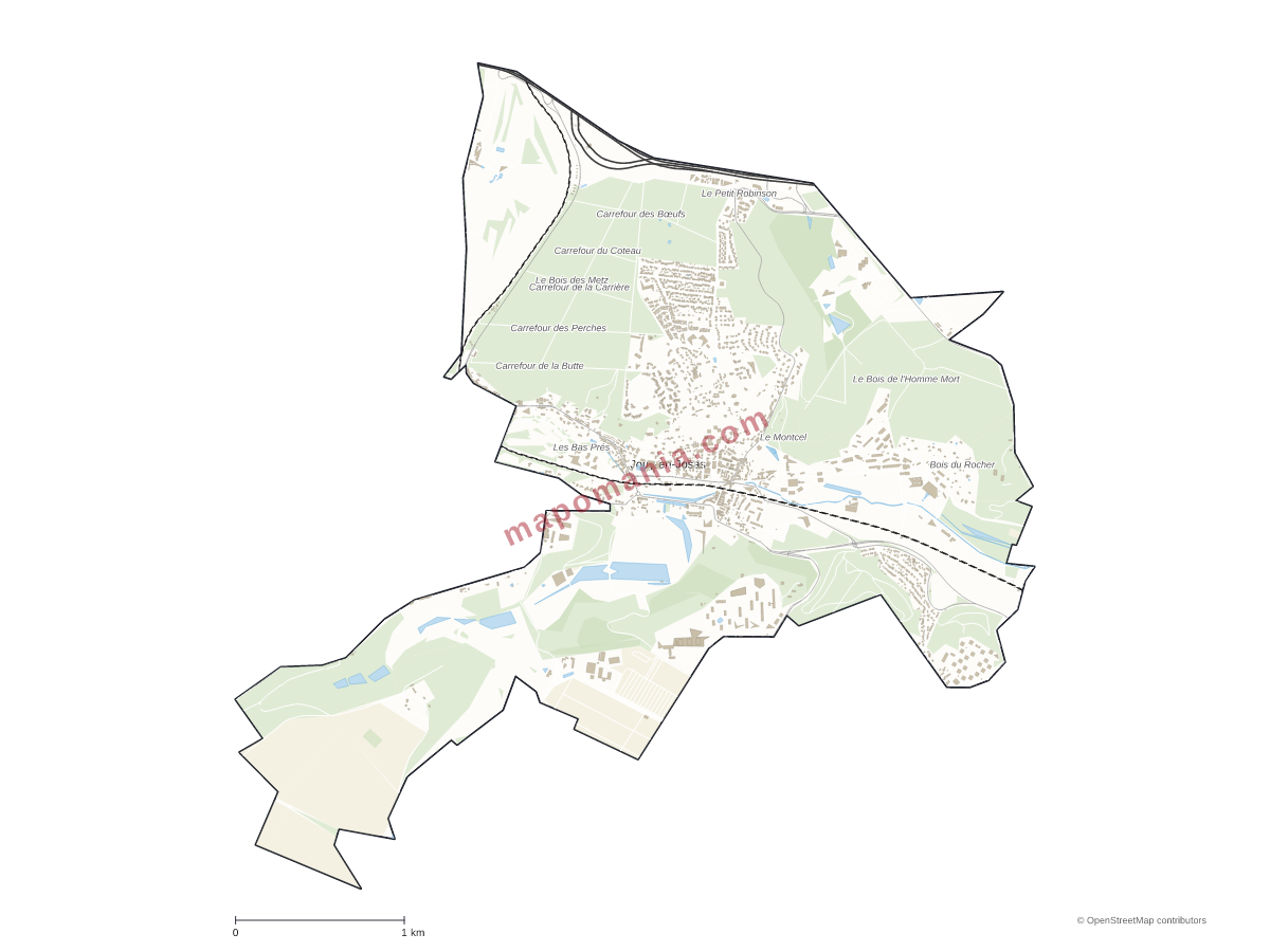 Carte de Jouy-en-Josas à personnaliser