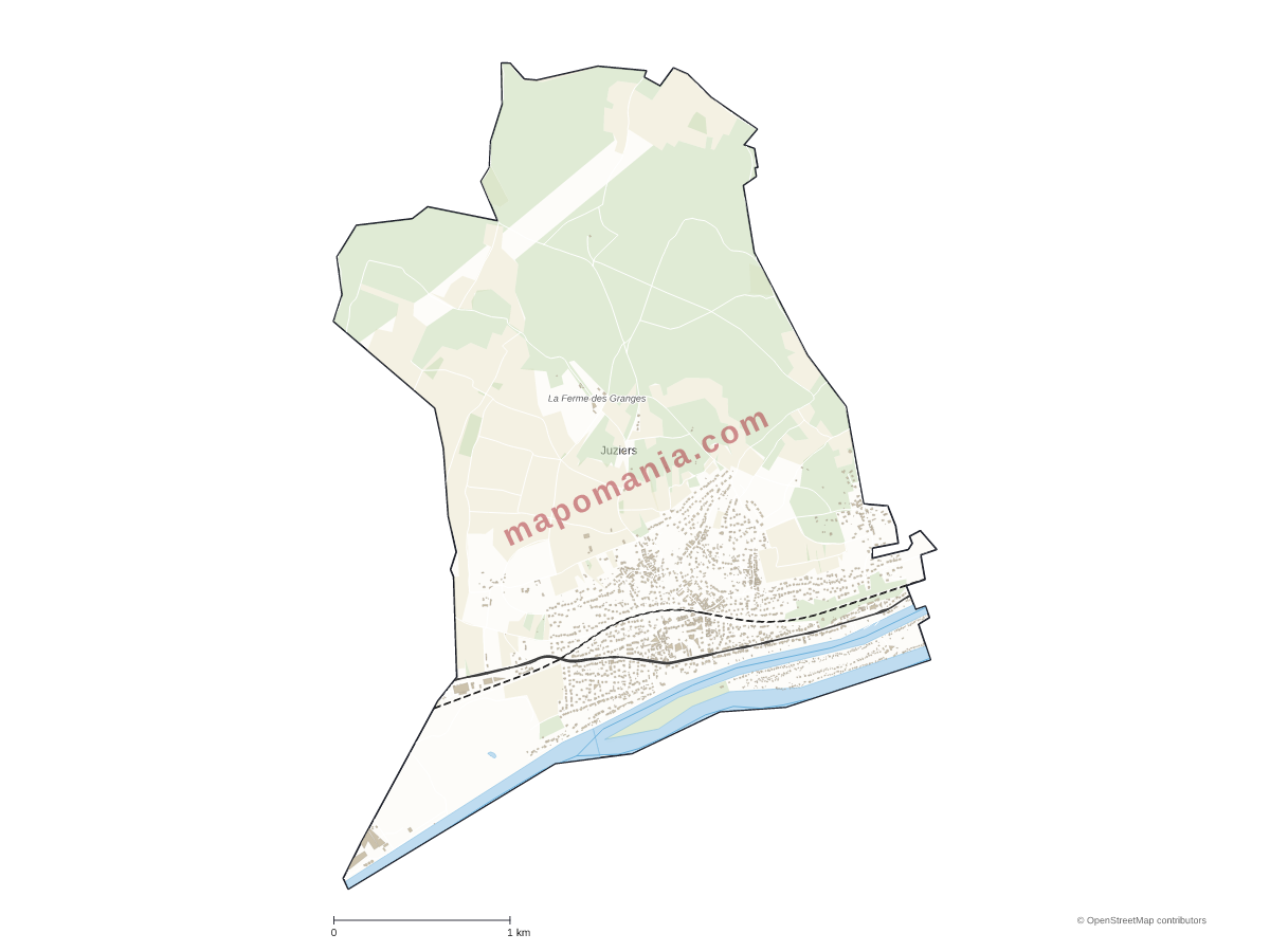 Carte de Juziers à personnaliser