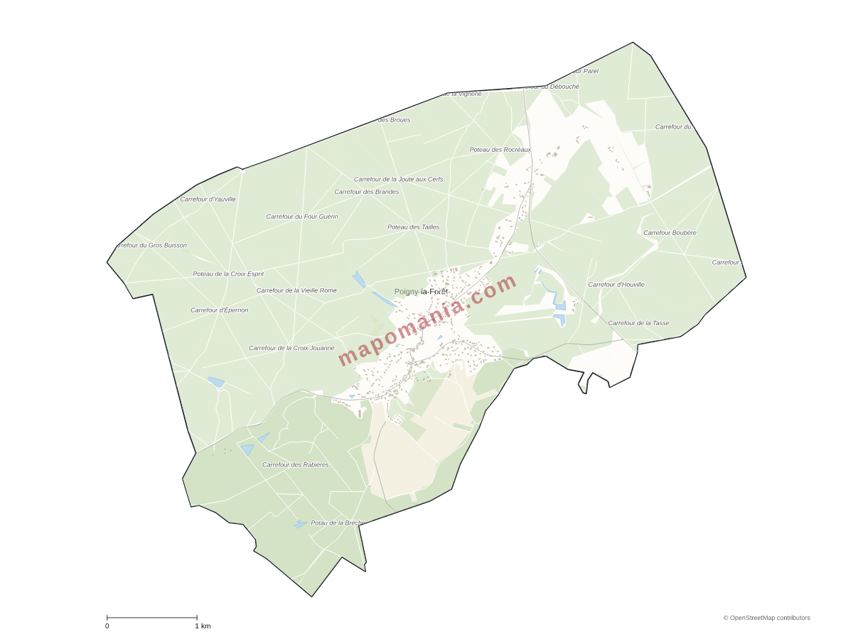 Carte de Poigny-la-Forêt à personnaliser