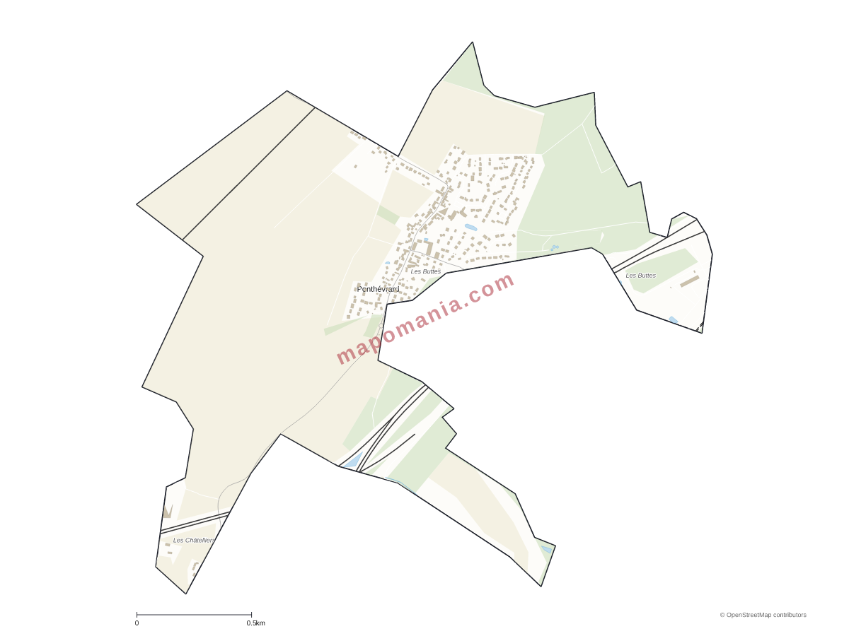 Carte de Ponthévrard à personnaliser