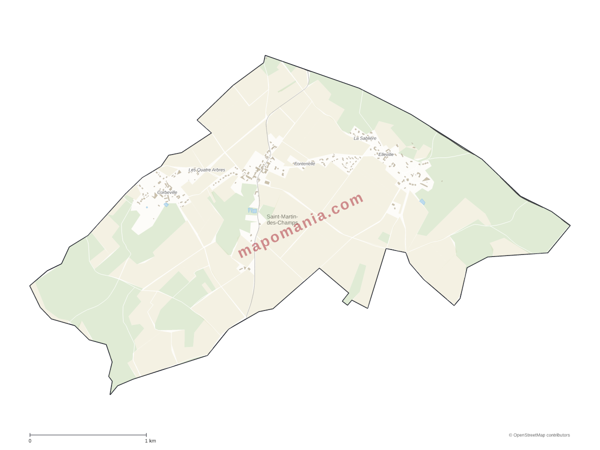 Carte de Saint-Martin-des-Champs à personnaliser
