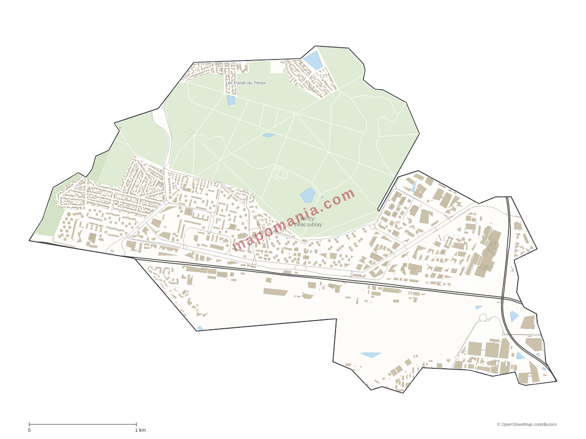 Carte de Vélizy-Villacoublay à personnaliser