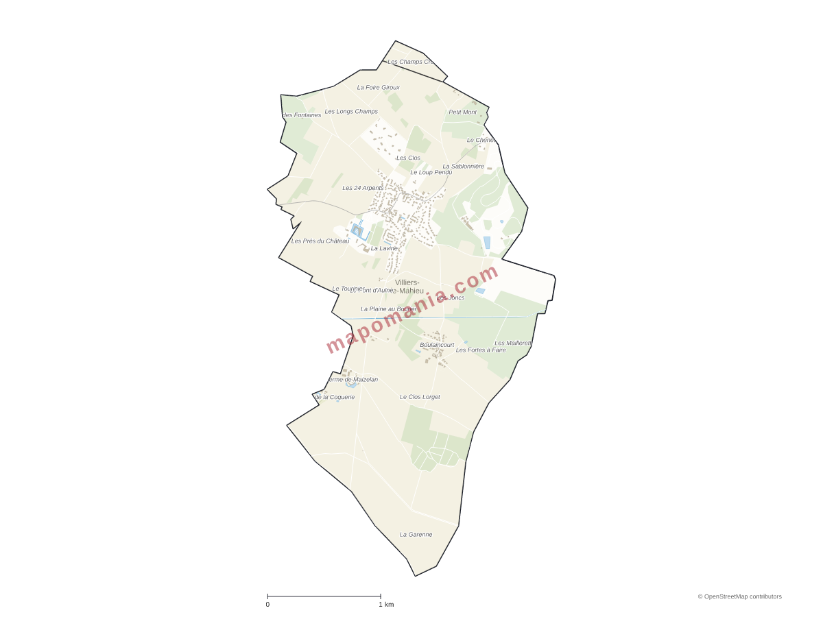 Carte de Villiers-le-Mahieu à personnaliser