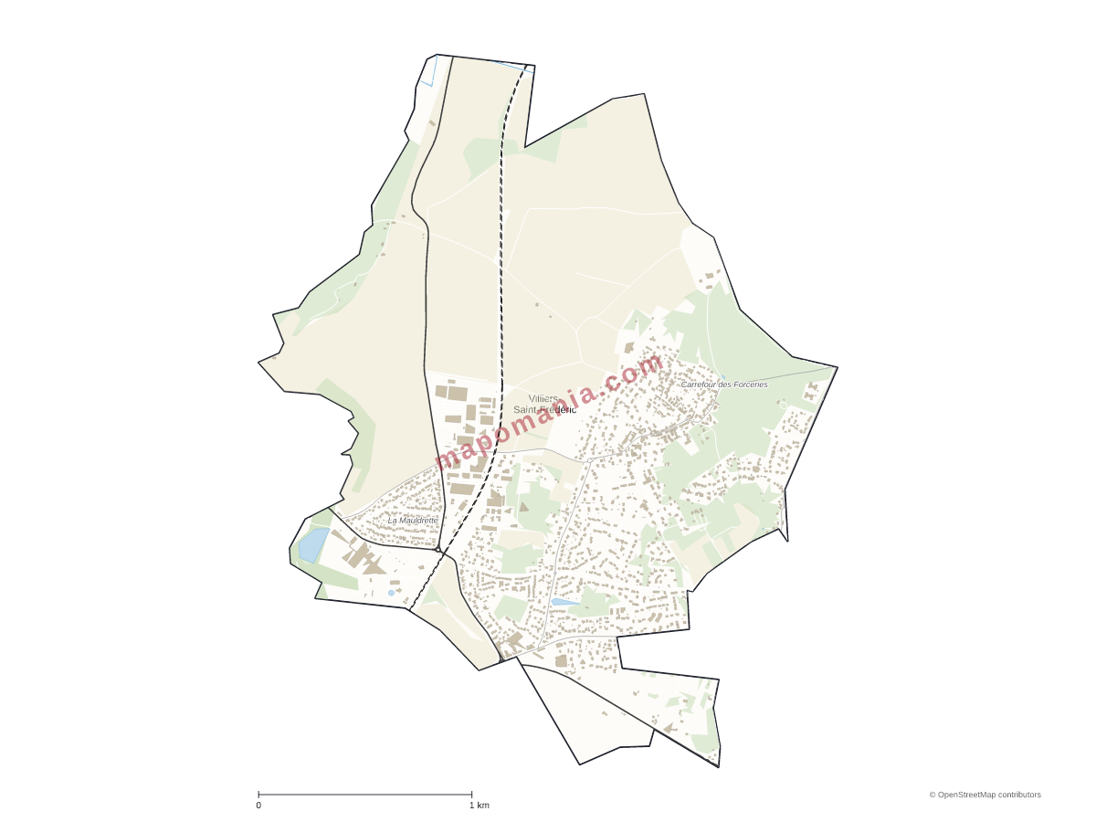 Carte de Villiers-Saint-Frédéric à personnaliser