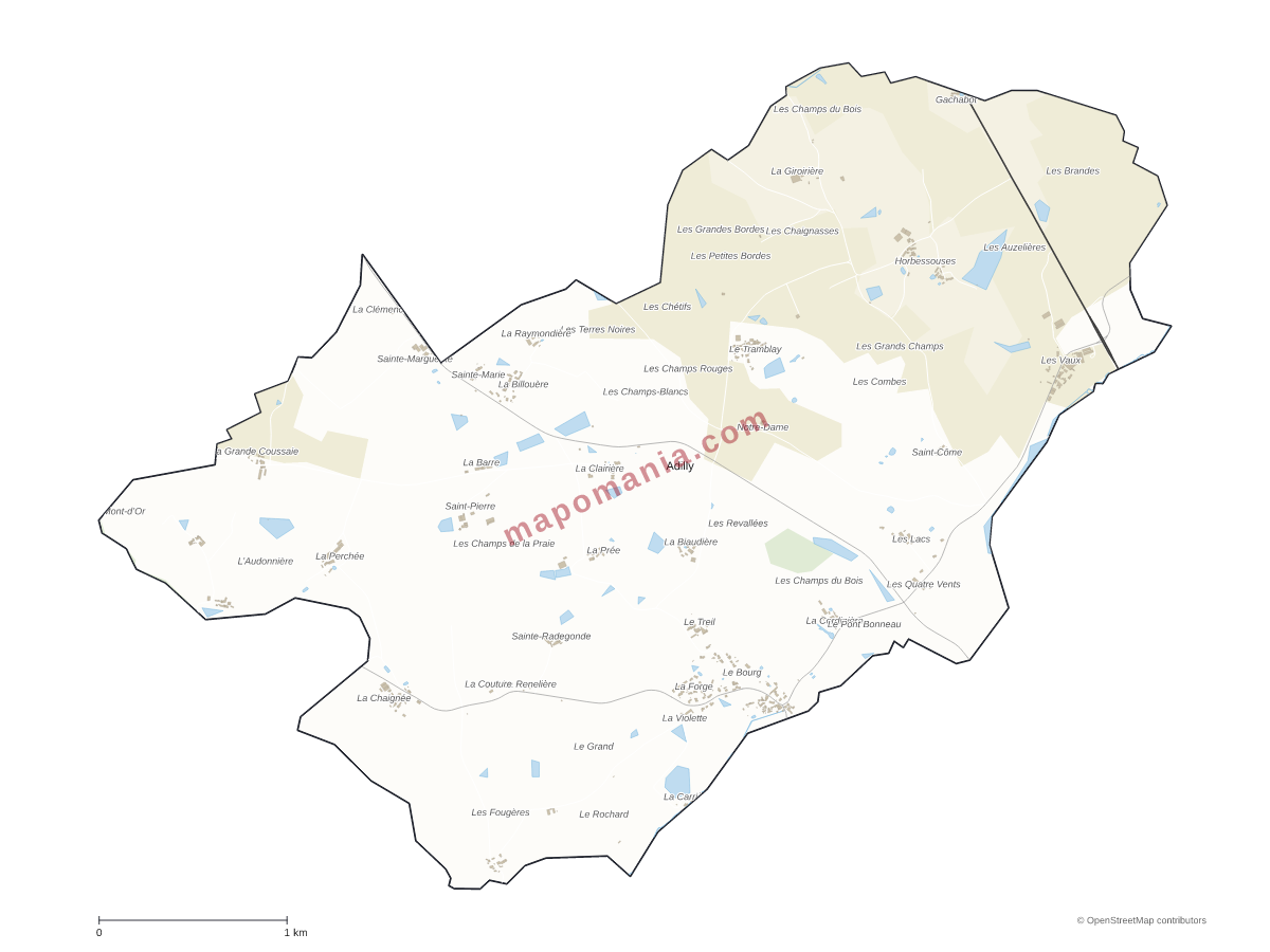 Carte de Adilly à personnaliser