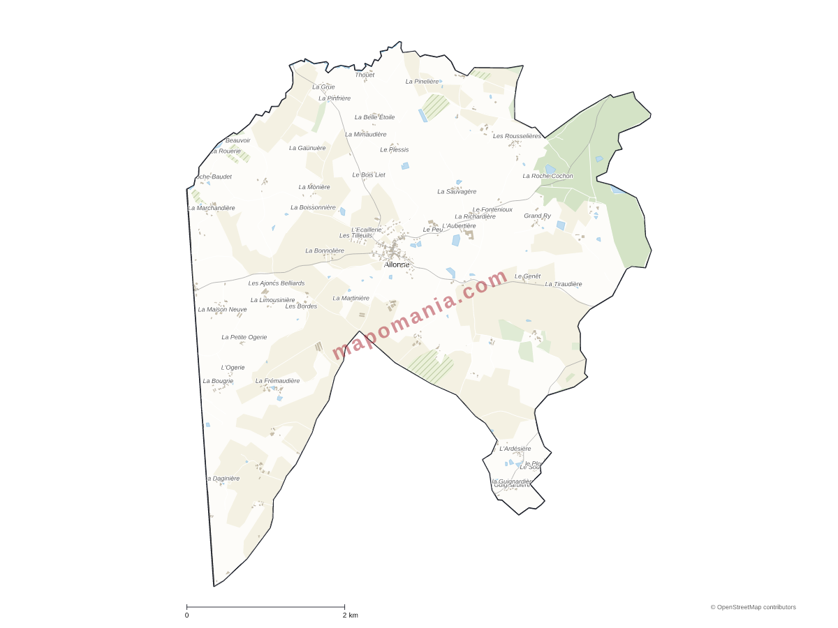 Carte de Allonne à personnaliser