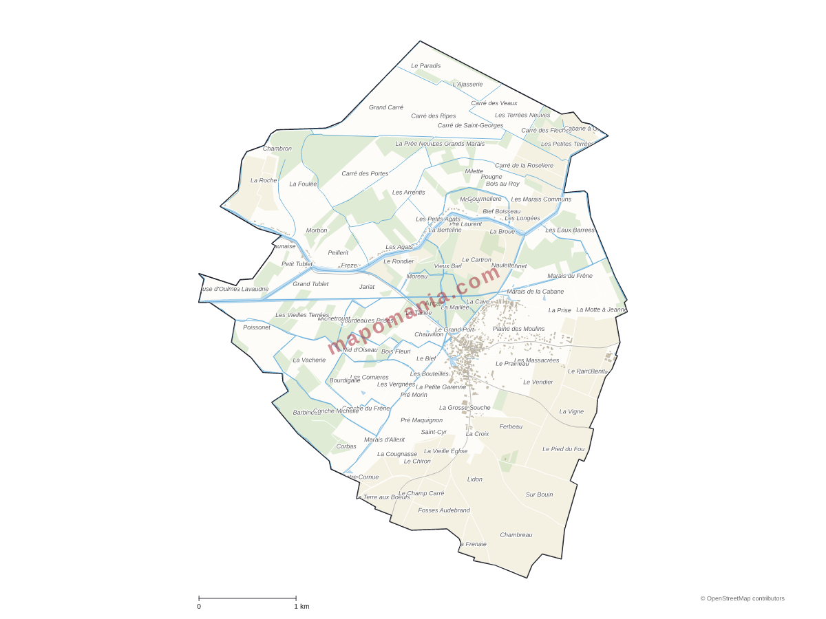 Carte de Arçais à personnaliser