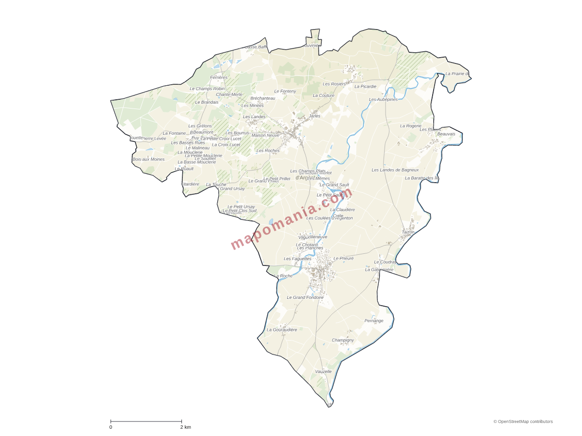 Carte de Loretz-d'Argenton à personnaliser