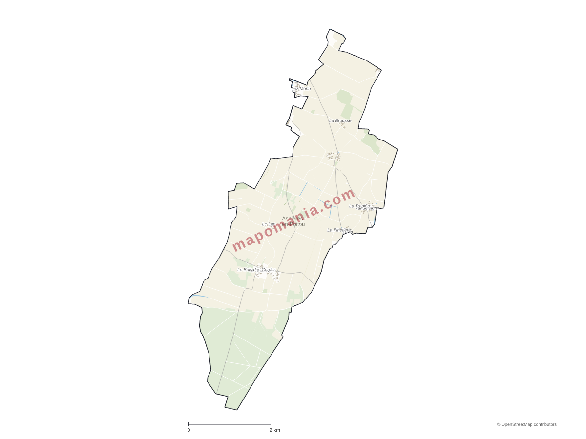 Carte de Asnières-en-Poitou à personnaliser
