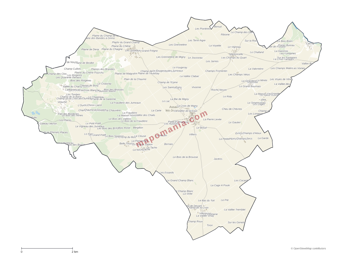 Carte de Assais-les-Jumeaux à personnaliser